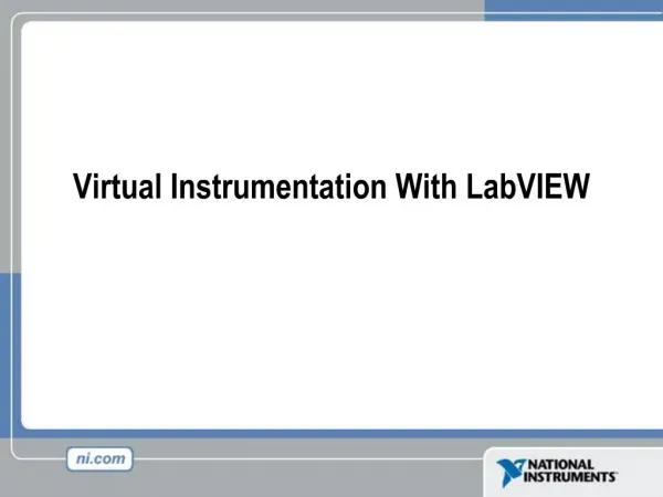 Virtual Instrumentation With LabVIEW