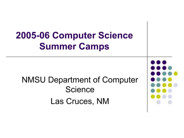 2005-06 Computer Science Summer Camps