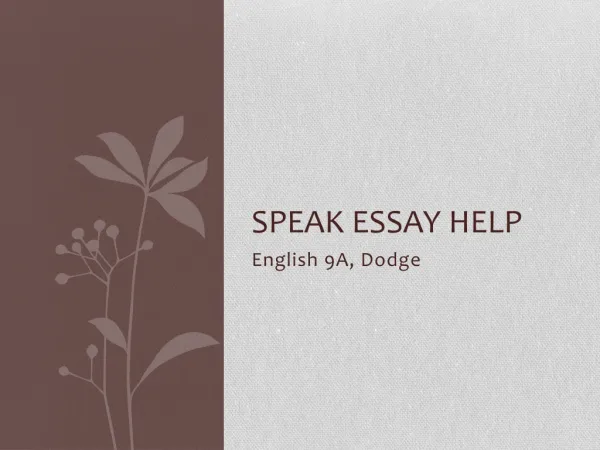 Speak Essay Help