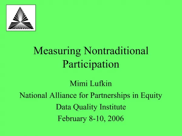 Measuring Nontraditional Participation