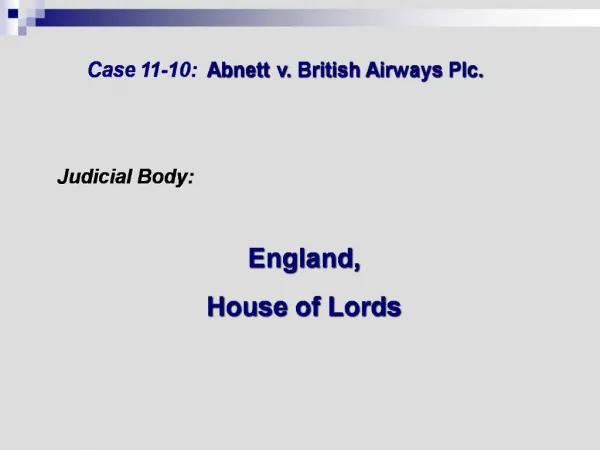 Case 11-10: Abnett v. British Airways Plc.