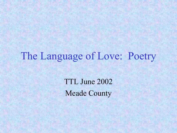 The Language of Love: Poetry