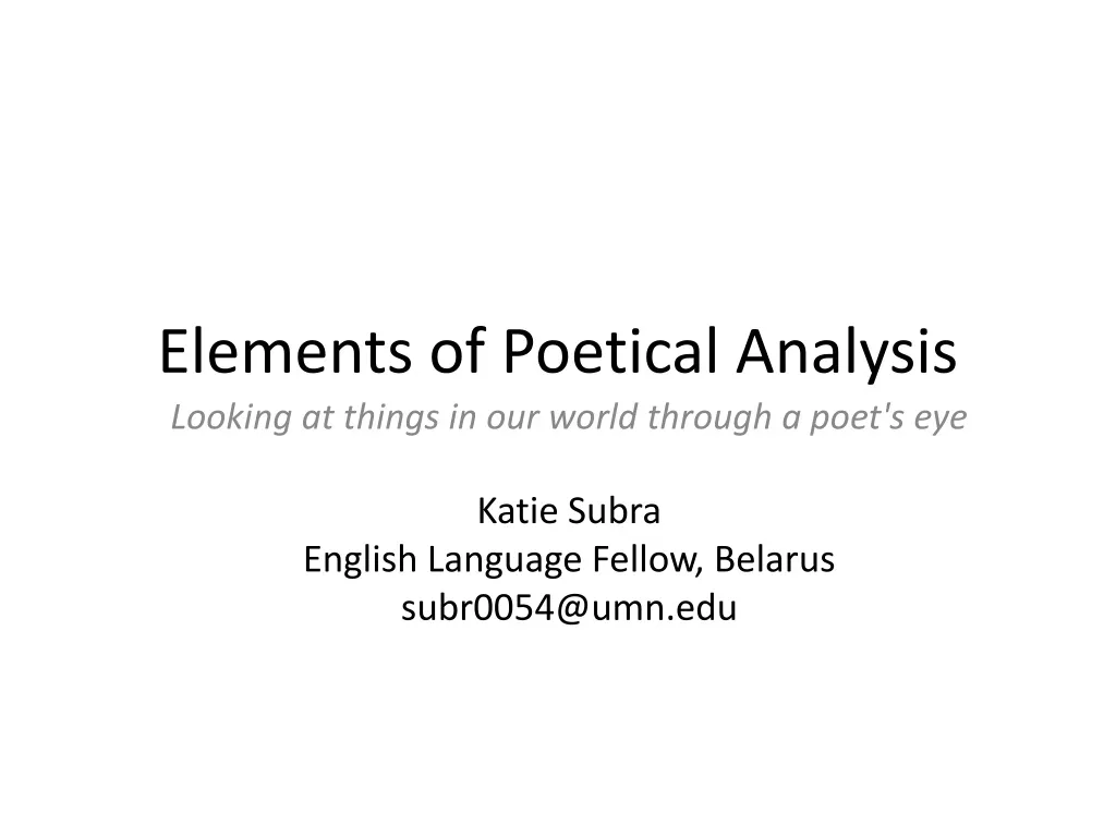 elements of poetical analysis