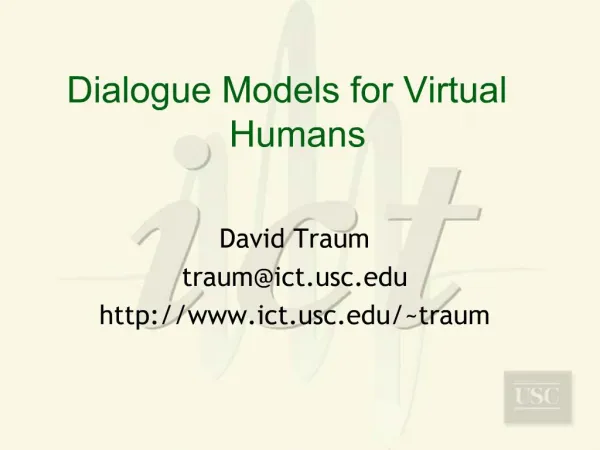 Dialogue Models for Virtual Humans