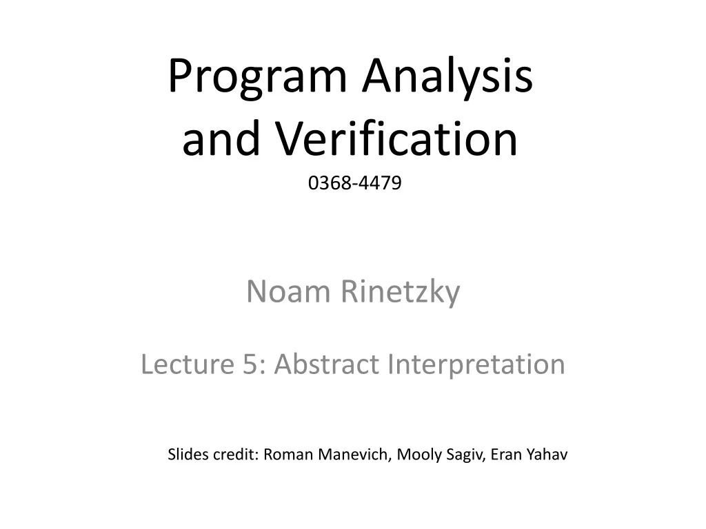 program analysis and verification 0368 4479