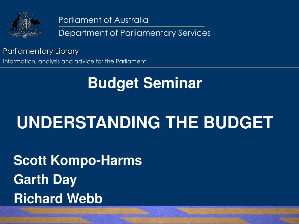 budget seminar understanding the budget scott