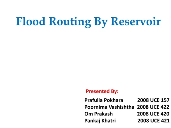 Flood Routing By Reservoir