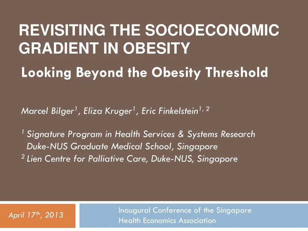 revisiting the socioeconomic gradient in obesity