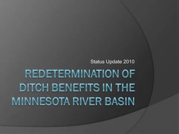 Redetermination of Ditch Benefits in the Minnesota River Basin