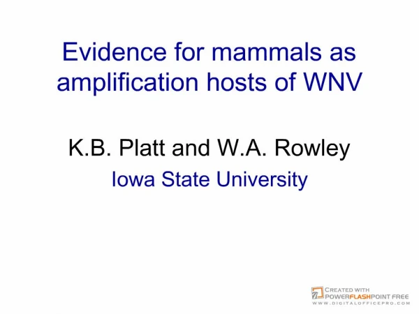 Evidence for mammals as amplification hosts of WNV