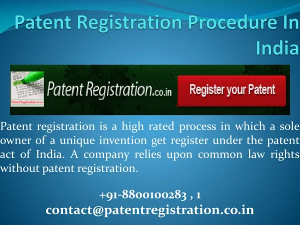 Patent Registration process in India