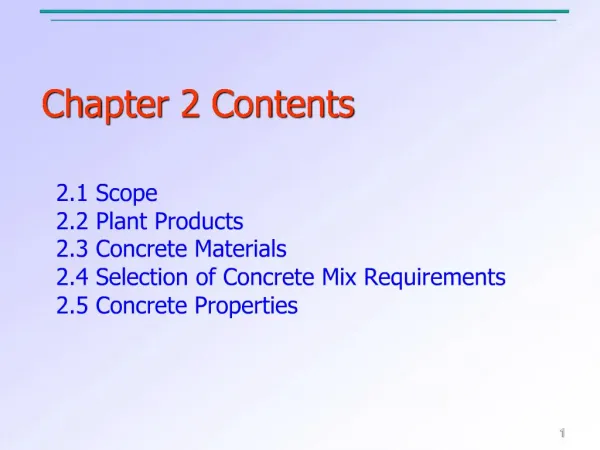 Chapter 2 Contents