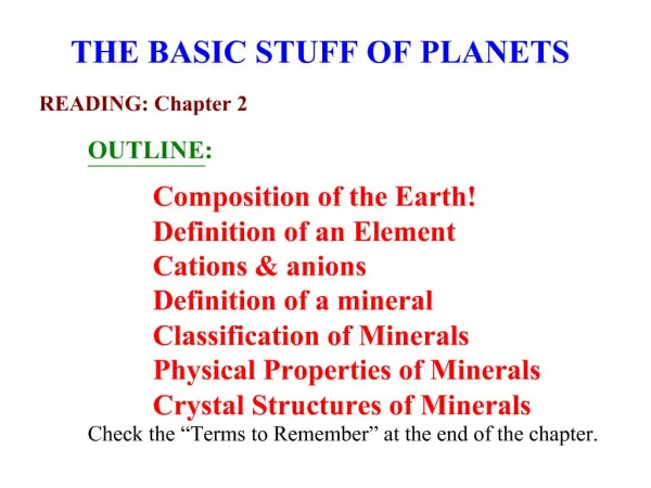 THE BASIC STUFF OF PLANETS