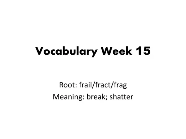 Vocabulary Week 15