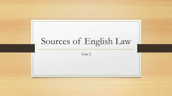 Sources of English Law