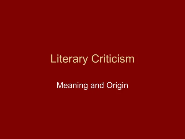 Literary Criticism