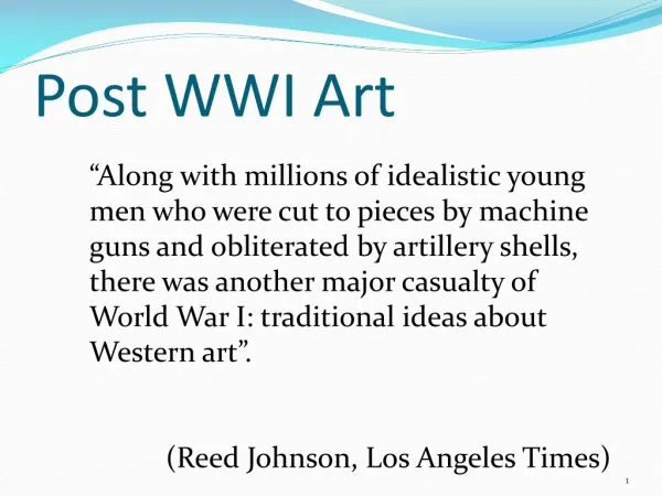 Post WWI Art