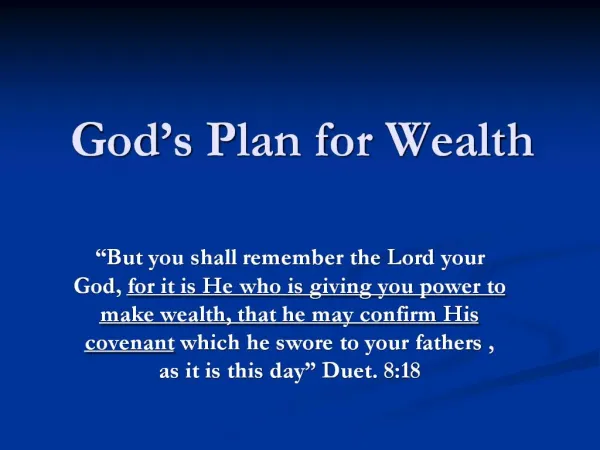God s Plan for Wealth
