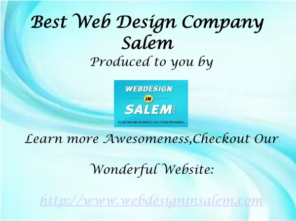 best Web Design company Salem