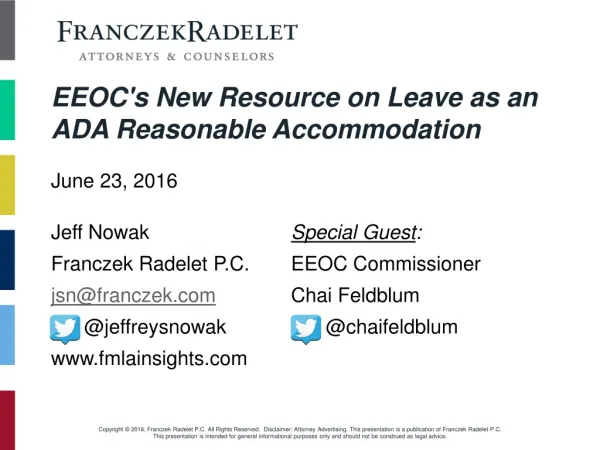 EEOC's New Resource on Leave as an ADA Reasonable Accommodation