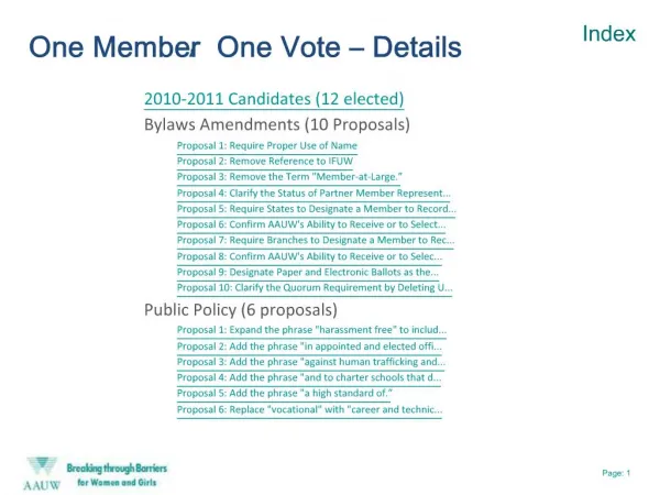 One Member One Vote Details