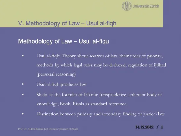 V. Methodology of Law Usul al-fiqh
