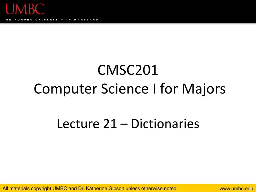 cmsc201 computer science i for majors lecture 21 dictionaries