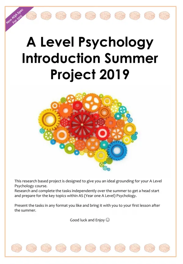 A Level Psychology Introduction Summer Project 2019