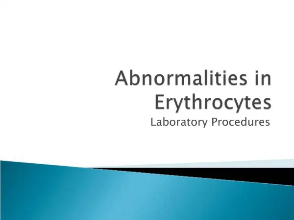 Abnormalities in Erythrocytes