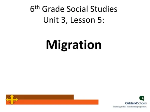 6 th Grade Social Studies Unit 3, Lesson 5: Migration