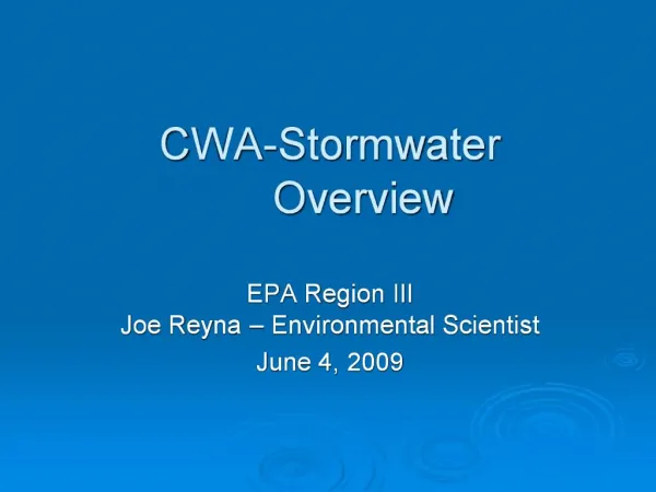 CWA-Stormwater Overview