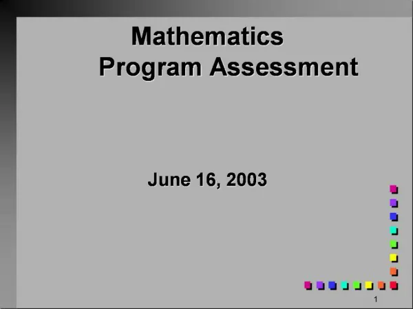 Mathematics Program Assessment