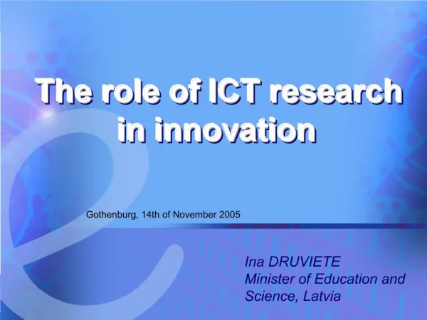 The role of ICT research in innovation