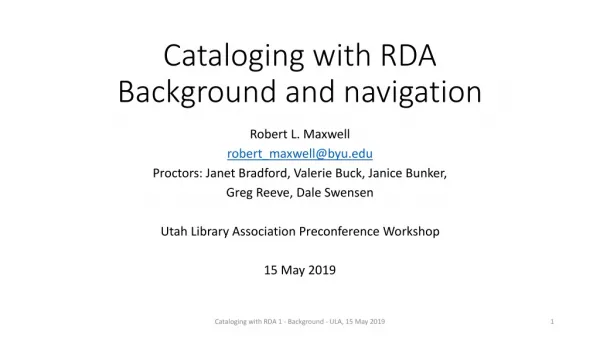 Cataloging with RDA Background and navigation