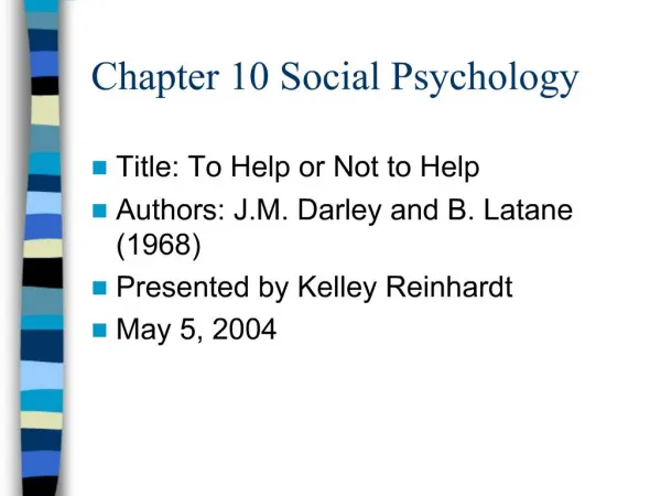 Chapter 10 Social Psychology