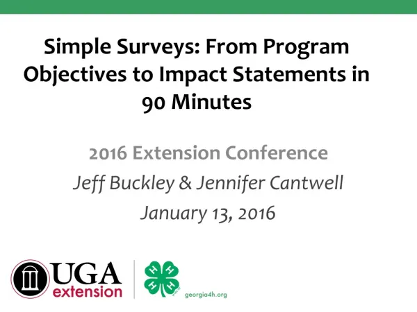 Simple Surveys: From Program Objectives to Impact Statements in 90 Minutes