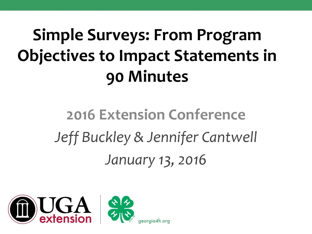 simple surveys from program objectives to impact statements in 90 minutes