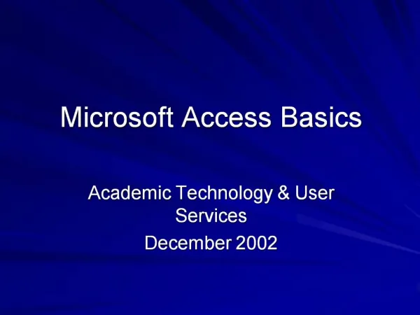 Microsoft Access Basics
