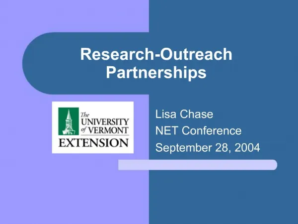 Research-Outreach Partnerships