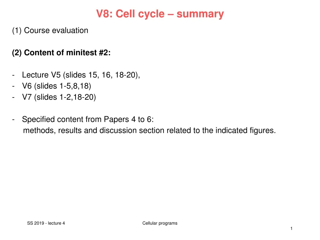 v8 cell cycle summary