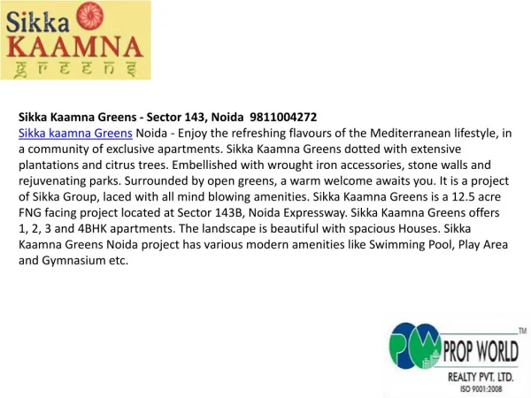 Sikka Kaamna Greens 9910002840 Sikka Kaamna Greens Noida