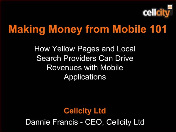 Making Money from Mobile 101