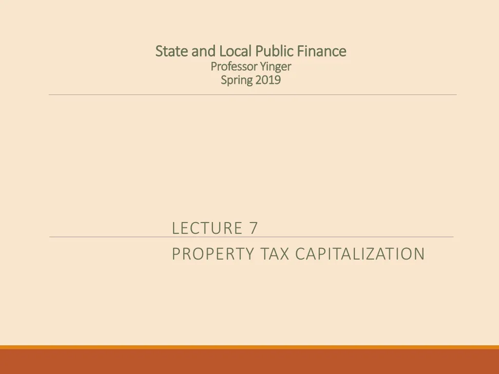 state and local public finance professor yinger spring 2019