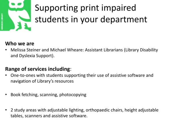 S upporting print impaired students in your department