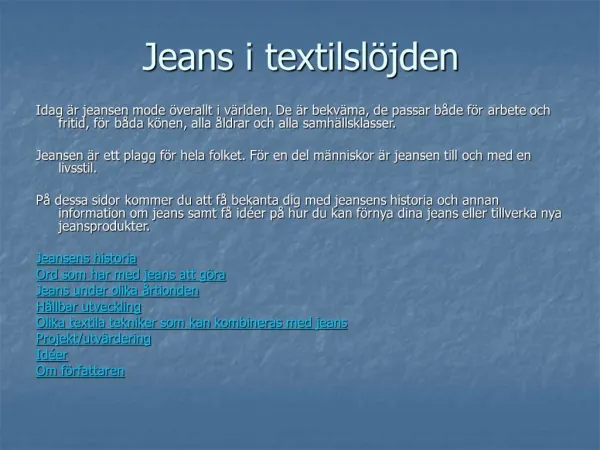 Jeans i textilsl jden