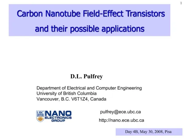Carbon Nanotube Field-Effect Transistors and their possible applications