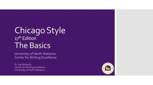Chicago Style 17 th Edition The Basics