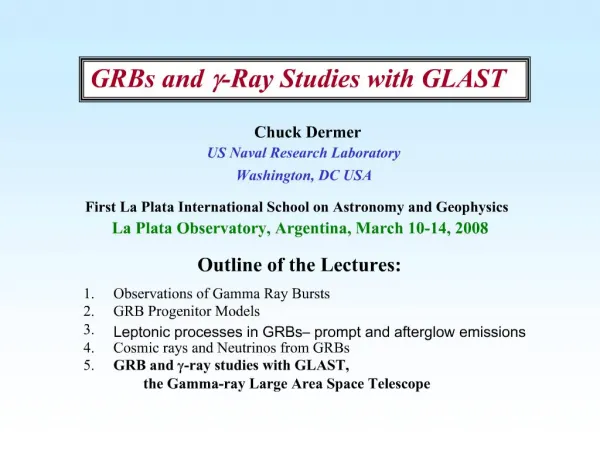 GRBs and g-Ray Studies with GLAST
