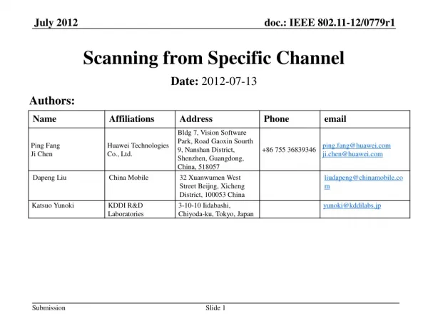 Scanning from Specific Channel