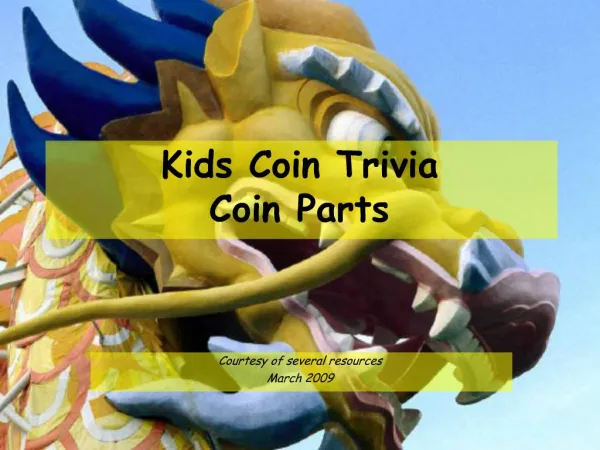 Kids Coin Trivia Coin Parts